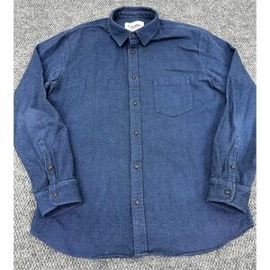 Corridor NYC Men's Large Blue Black Speckle Button Flannel Shirt Soft -Excellent